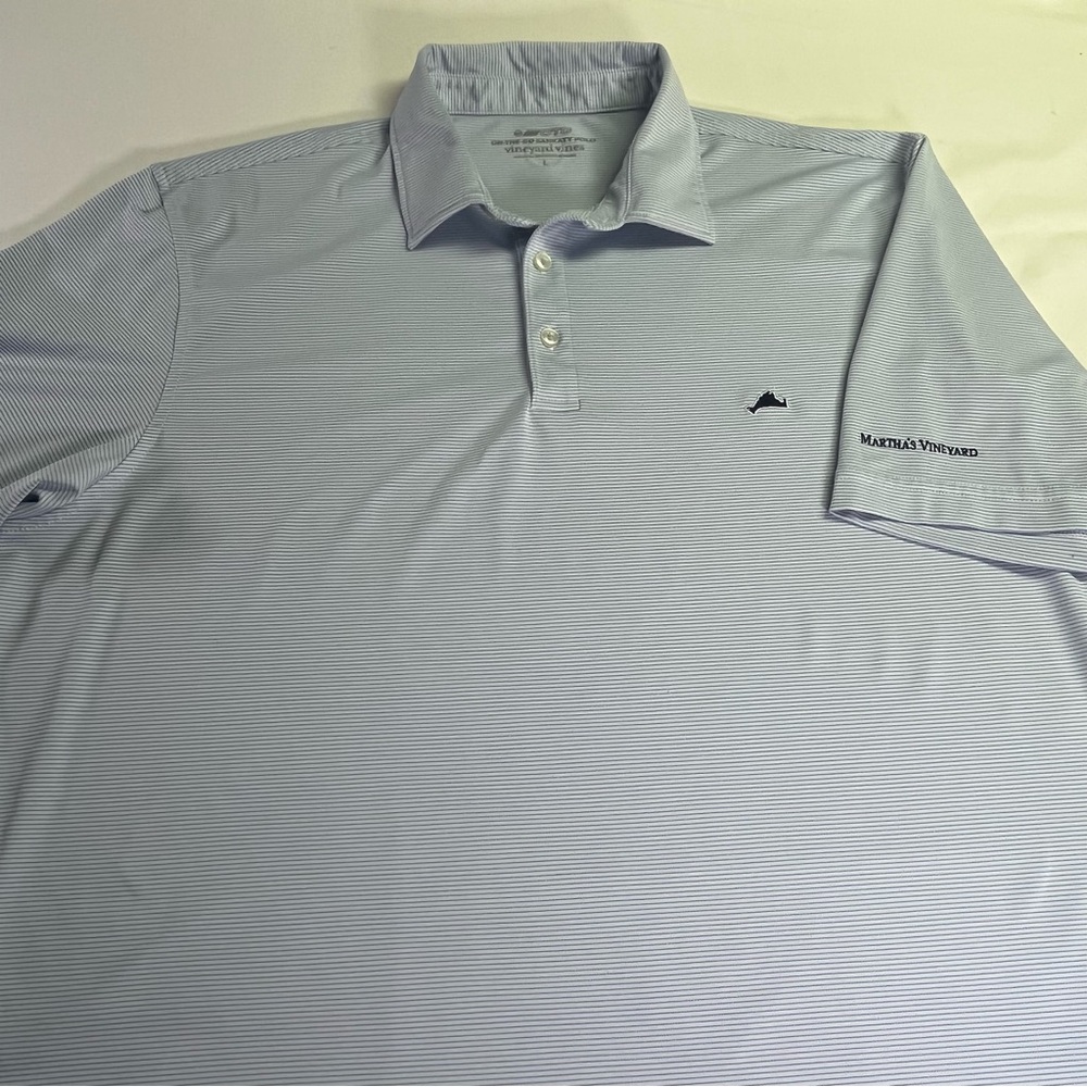 Vineyard Vines L Martha's Vineyard Light Blue Striped On The Go Sankaty Polo - Picture 5 of 5
